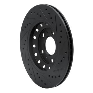 Audi A8 Brake Rotor (1) - Rear Left - R1 Concepts - Drilled & Slotted - Black - `04-`10
